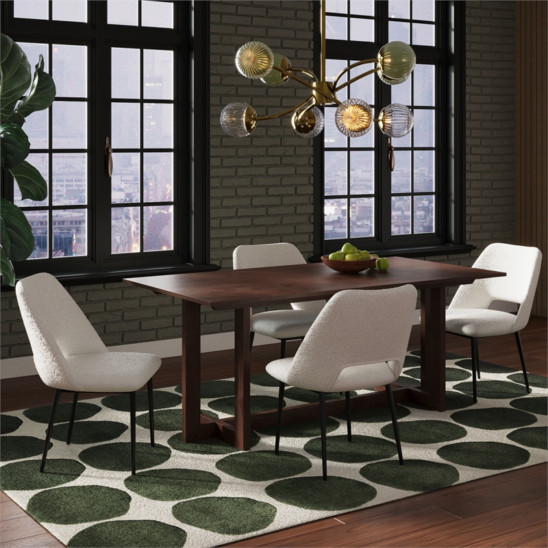 Pemberly Row Contemporary Rectanglular Dining Table in Walnut