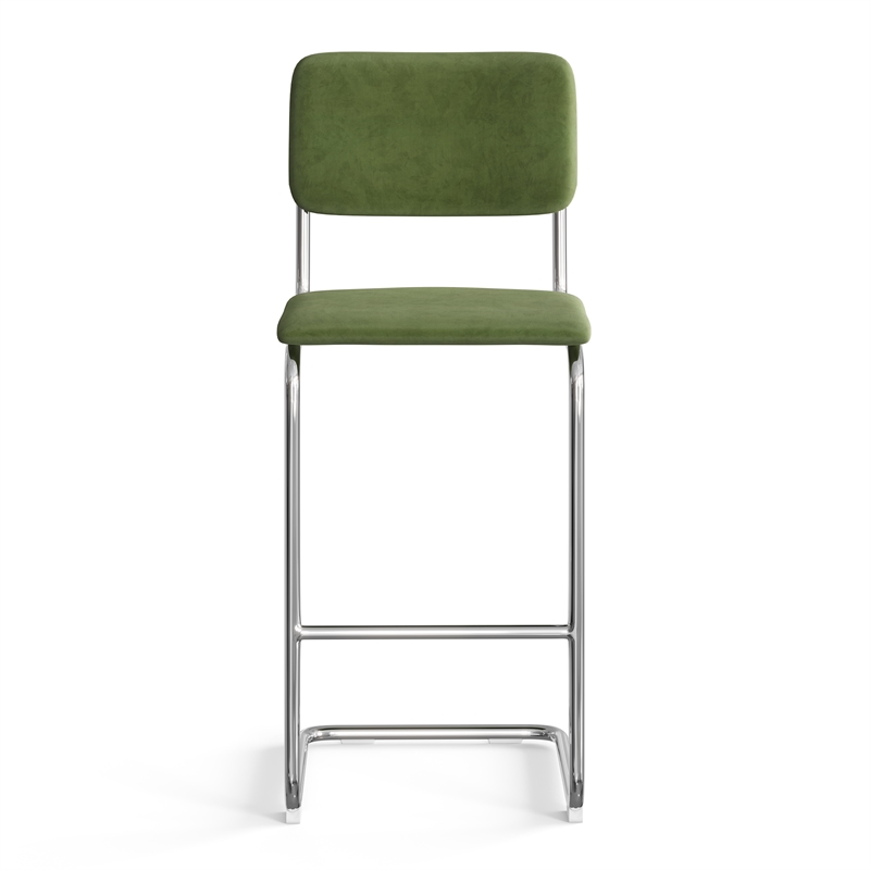 Pemberley Row Velvet Forest Bar Stool Strong Metal S-Frame 19