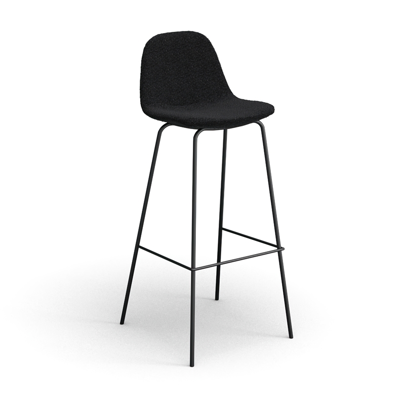 Pemberly Row Modern Boucle Bar Height Stools (Set of 2) in Black