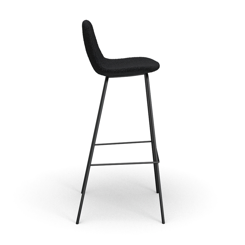 Pemberly Row Modern Boucle Bar Height Stools (Set of 2) in Black