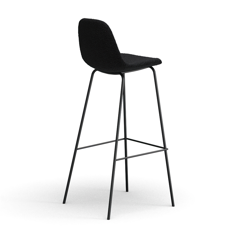 Pemberly Row Modern Boucle Bar Height Stools (Set of 2) in Black