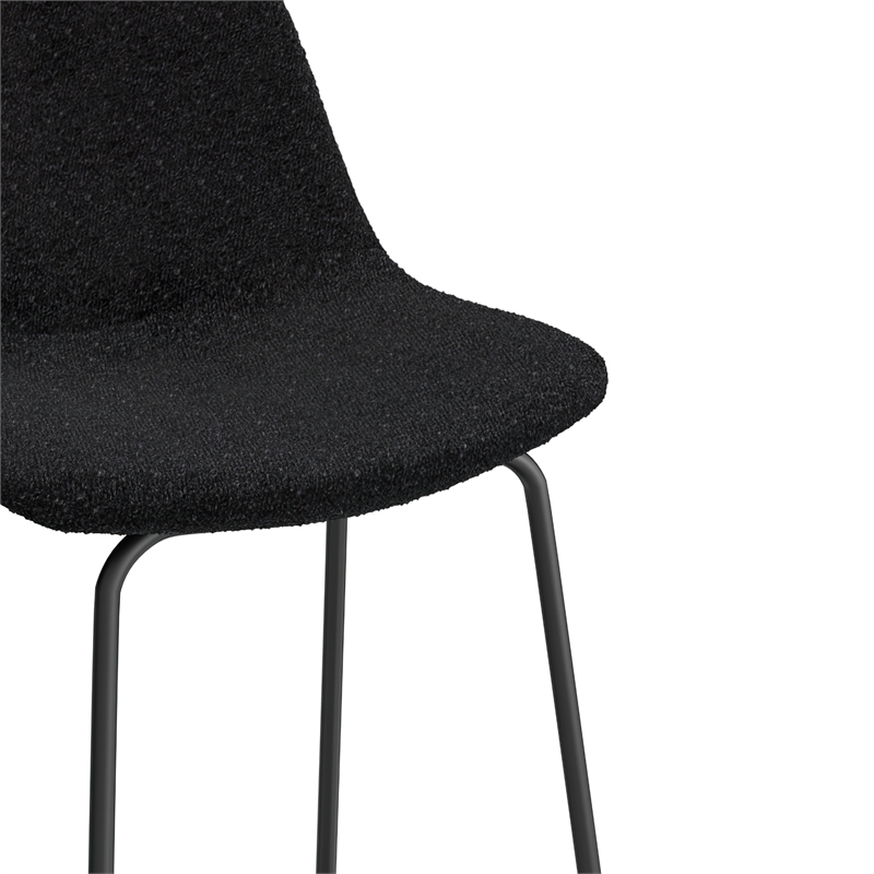 Pemberly Row Modern Boucle Bar Height Stools (Set of 2) in Black