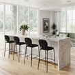 Pemberly Row Modern Boucle Bar Height Stools (Set of 2) in Black