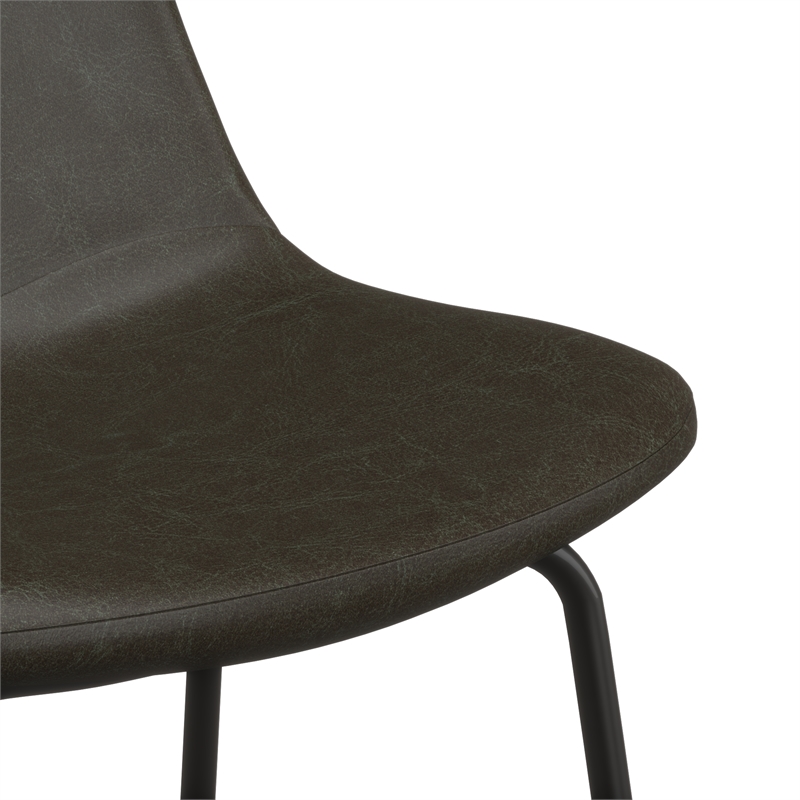 Pemberly Row Vegan Leather Bar Height Stools (Set of 2) in Black