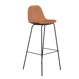 Pemberly Row Vegan Leather Bar Height Stools (Set of 2) in Brown