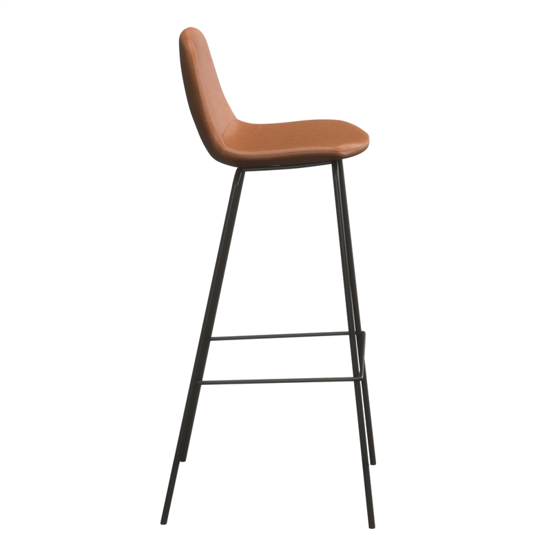 Pemberly Row Vegan Leather Bar Height Stools (Set of 2) in Brown