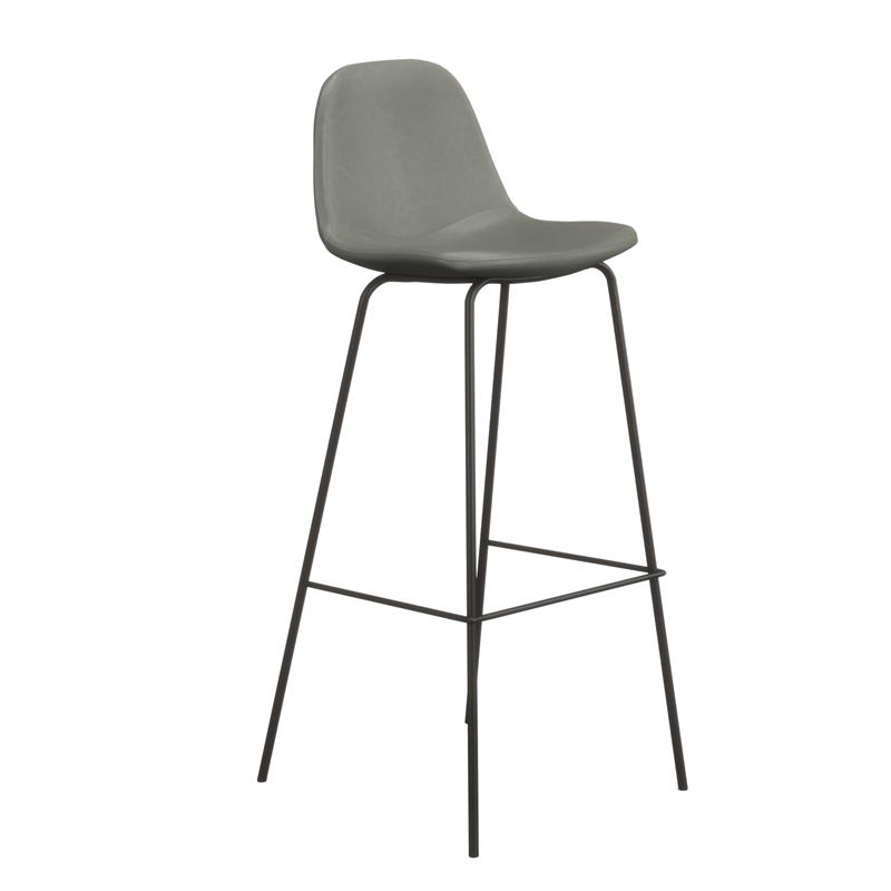 Pemberly Row Vegan Leather Bar Height Stools (Set of 2) in Slate
