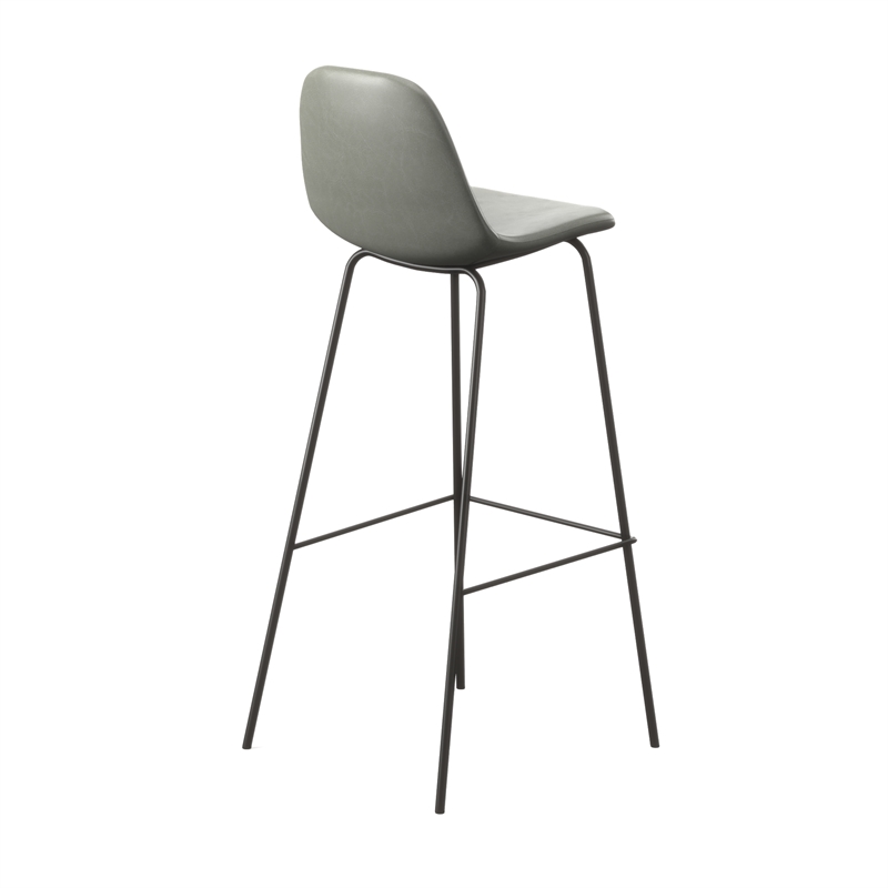 Pemberly Row Vegan Leather Bar Height Stools (Set of 2) in Slate