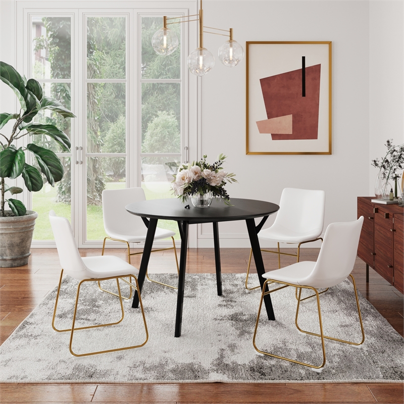 Pemberly Row Modern / Contemporary Wood Round Dining Table in Black