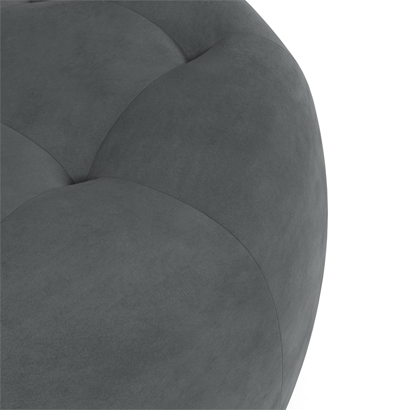 Pemberly Row Modern / Contemporary Round Velvet Ottoman in Gray