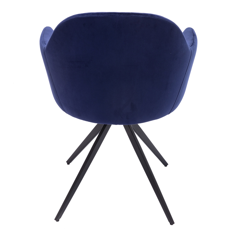 Pemberly Row Contemporary Velvet Swivel Arm Chair in Sapphire