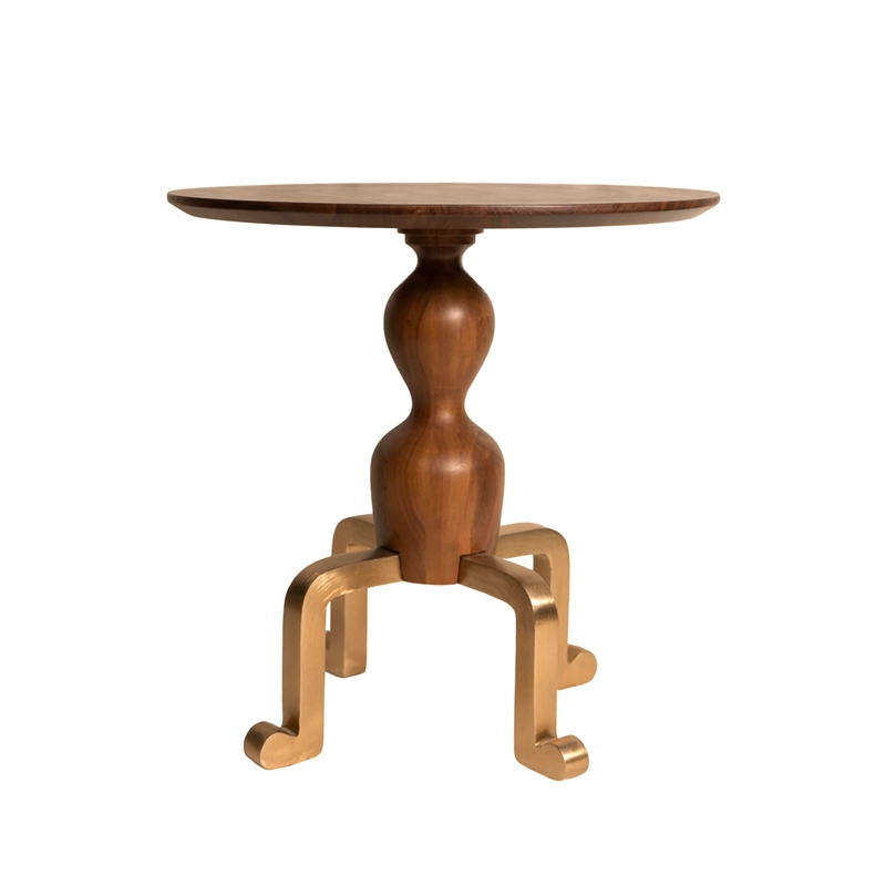 Pemberly Row Modern / Contemporary Solid Wood Side Table in Gold