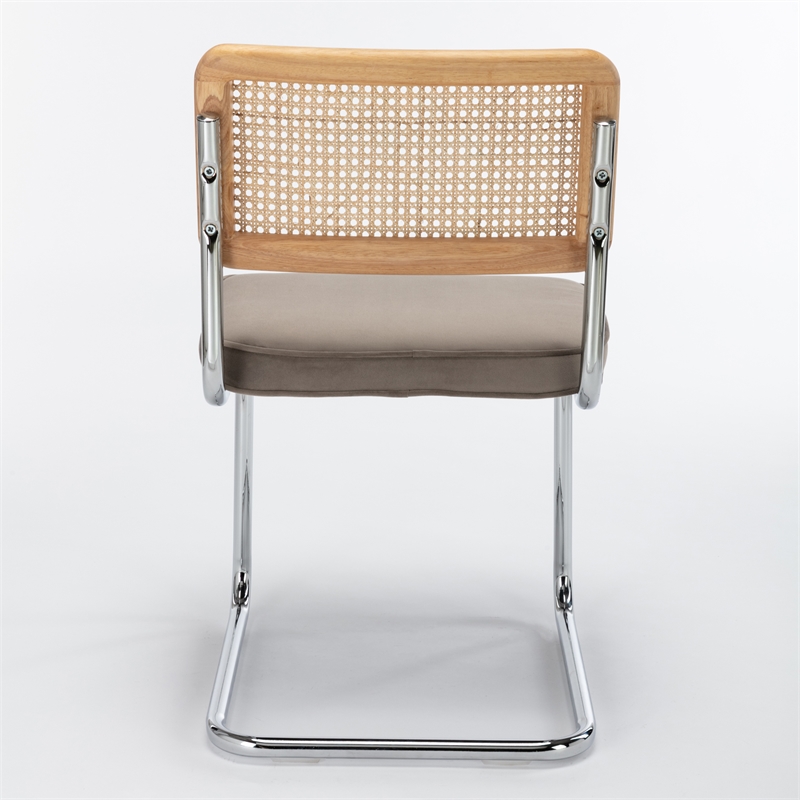 Pemberly Row Cane Back Velvet Side Chair (Set of 2) in Silver