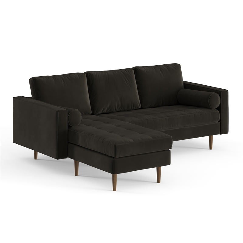 Pemberly Row Performance Velvet Reversible Sectional in Smoke