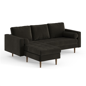 Pemberly Row Performance Velvet Reversible Sectional in Smoke