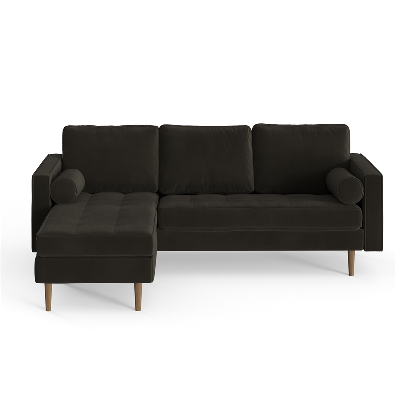 Pemberly Row Performance Velvet Reversible Sectional in Smoke