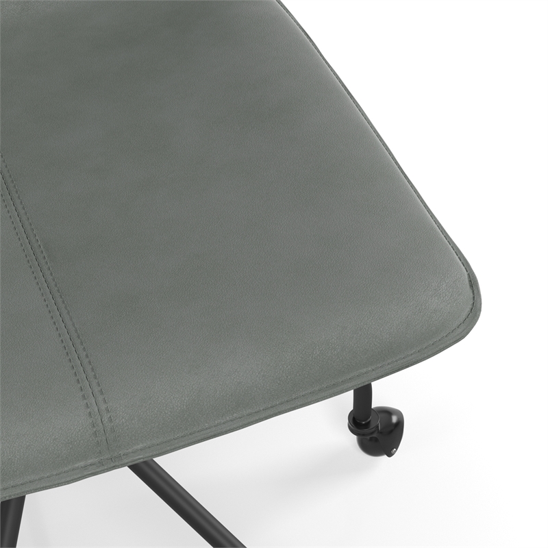 Pemberly Row Vegan Leather Rolling Swivel Task Chair in Smoke