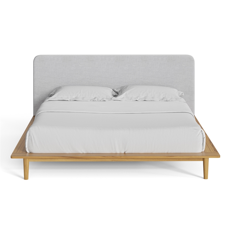 Pemberly Row Mid-Century Contemporary King Size Bed in Natural
