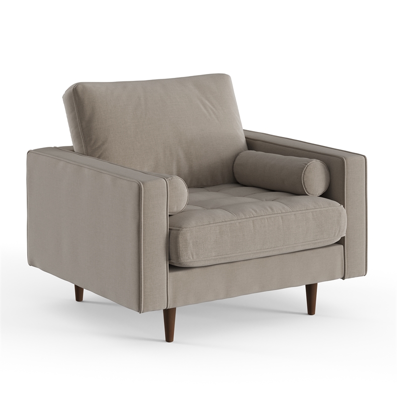 Pemberly Row Contemporary Upholstered Fabric Arm Chair in Gray