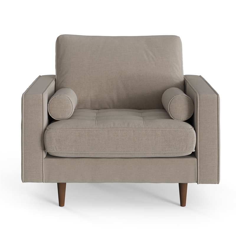 Pemberly Row Contemporary Upholstered Fabric Arm Chair in Gray
