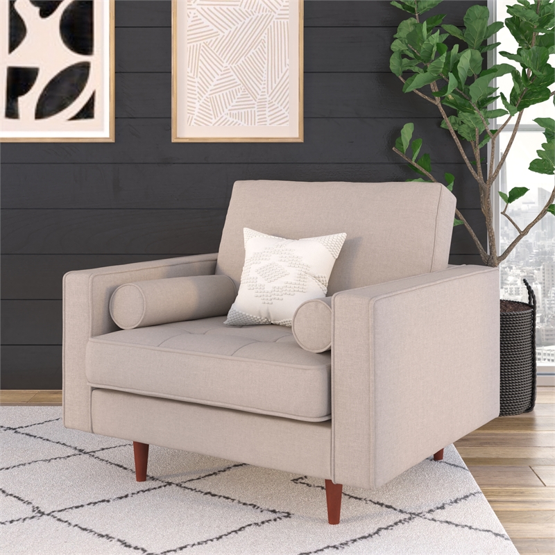 Pemberly Row Contemporary Upholstered Fabric Arm Chair in Gray