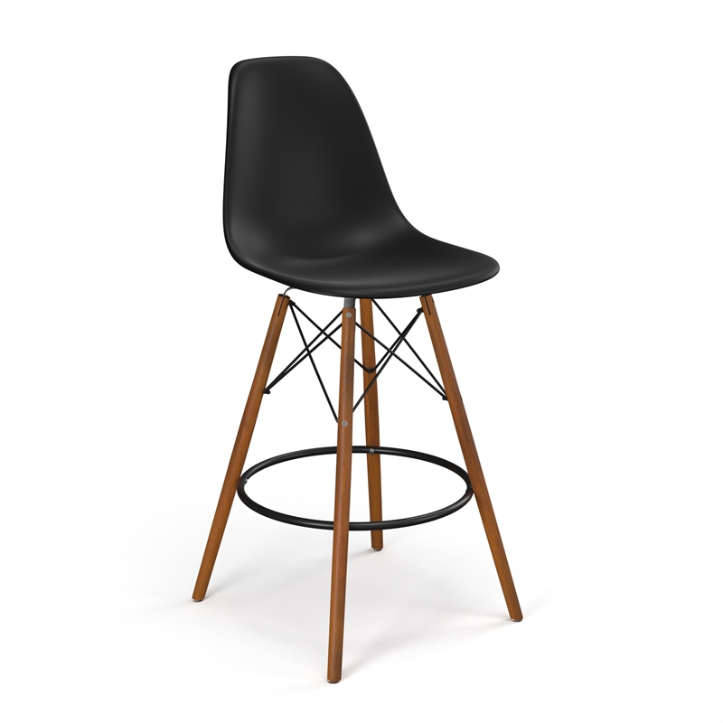 Pemberly Row Counter Height Stools (Set of 2) in Black and Walnut