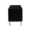 Pemberly Row Solid Wood with Natural Woven Cane TV Stand in Black