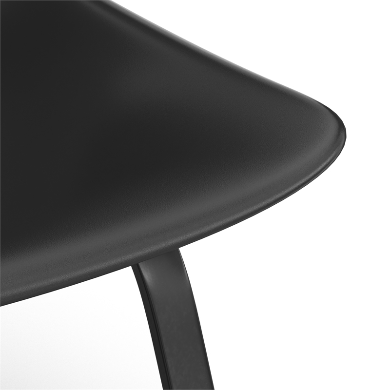 Pemberly Row Mid-Century Molded Plastic Seat Dining Chair in Black