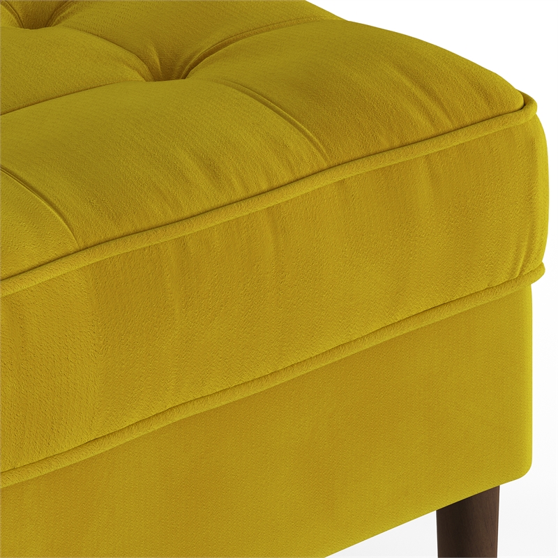 Pemberly Row Modern Performance Velvet Rectangular Ottoman in Gold