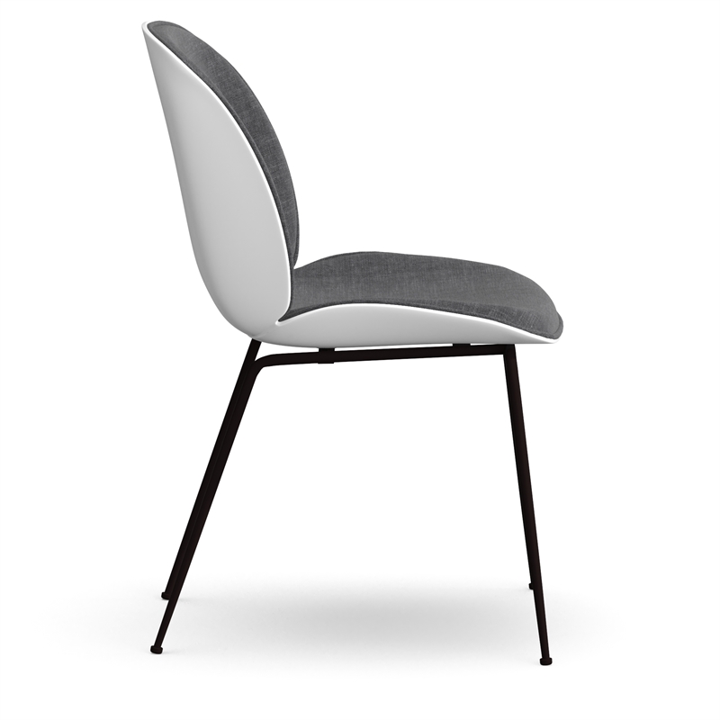 Pemberly Row Modern Fabric Side Chair (Set of 2) in White and Gray