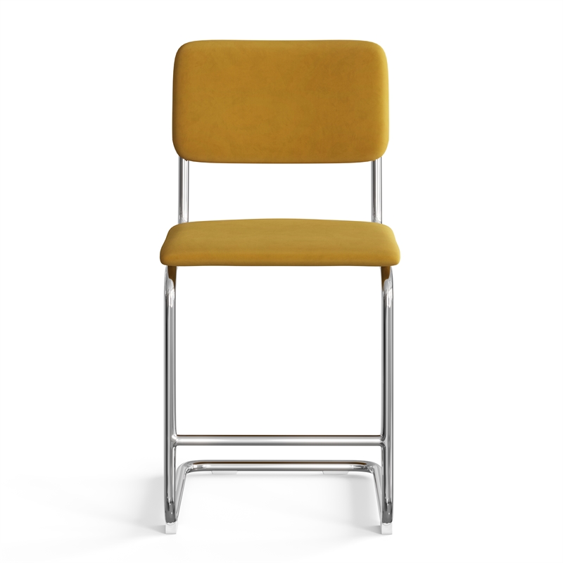 Pemberley Row Velvet Gold Counter Height Stool Rectangular Padded 19
