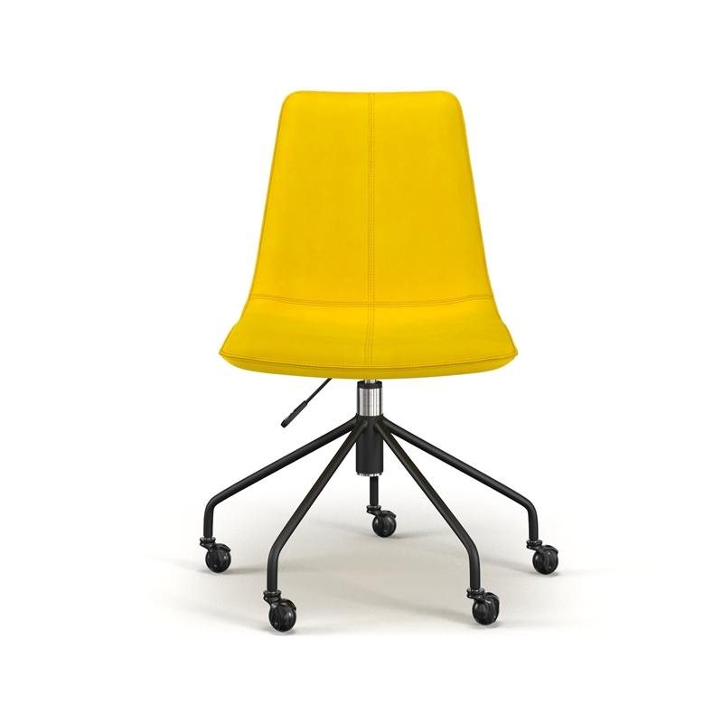 Pemberly Row Modern Velvet Chair Rolling Swivel Task Chair in Gold