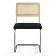 Pemberly Row Cane Back Fabric Side Chair (Set Of 2) in Black Linen