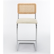 Pemberly Row Cane Back Boucle Bar Height Stool (Set of 2) in White