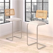 Pemberly Row Cane Back Boucle Bar Height Stool (Set of 2) in White