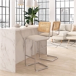 Pemberly Row Cane Back Boucle Bar Height Stool (Set of 2) in White