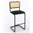 Pemberly Row Cane Back Boucle Bar Height Stool (Set of 2) in Black