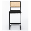 Pemberly Row Cane Back Boucle Bar Height Stool (Set of 2) in Black