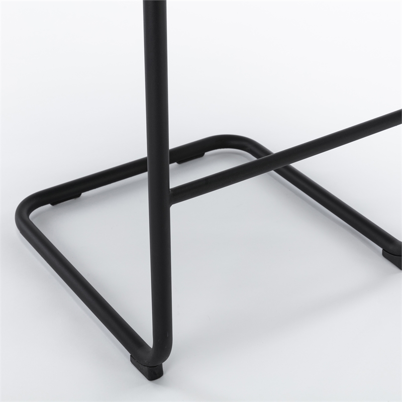 Pemberly Row Cane Back Boucle Bar Height Stool (Set of 2) in Black
