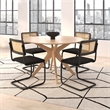 Pemberly Row Cane Back Boucle Bar Height Stool (Set of 2) in Black