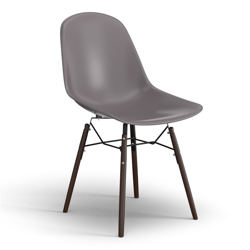 Pemberly Row Contemporary Plastic Side Chairs (Set of 2) in Gray
