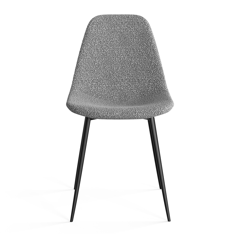 Pemberly Row Contemporary Boucle Side Chair (Set of 2) in Gray