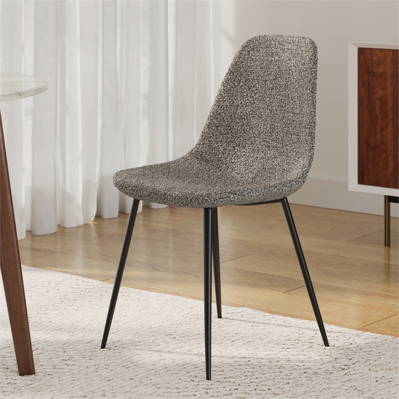 Pemberly Row Contemporary Boucle Side Chair (Set of 2) in Gray