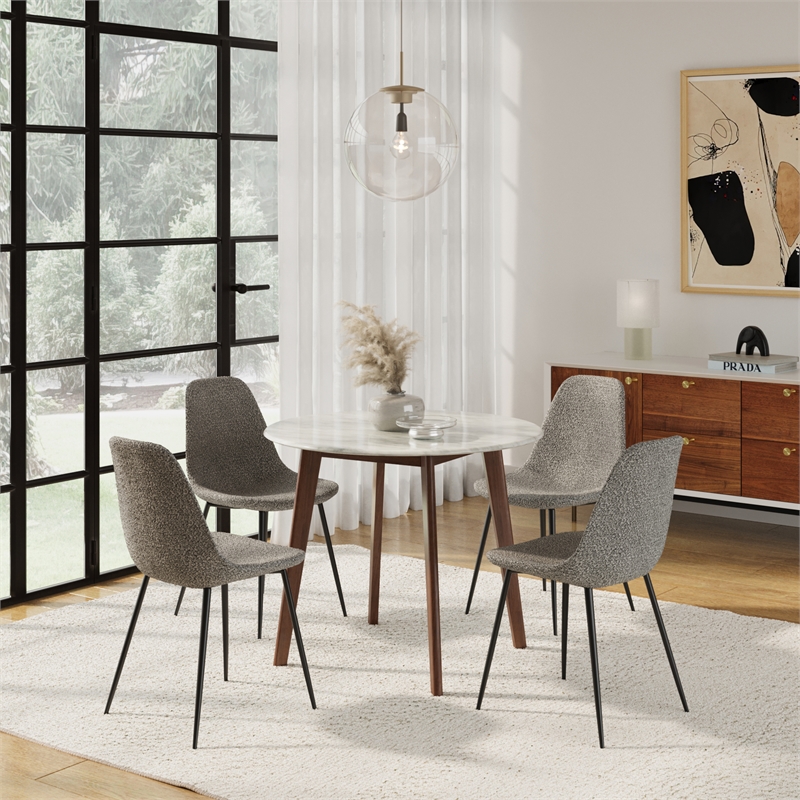 Pemberly Row Contemporary Boucle Side Chair (Set of 2) in Gray
