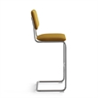 Pemberly Row Modern Velvet Bar Height Stool (Set of 2) in Gold