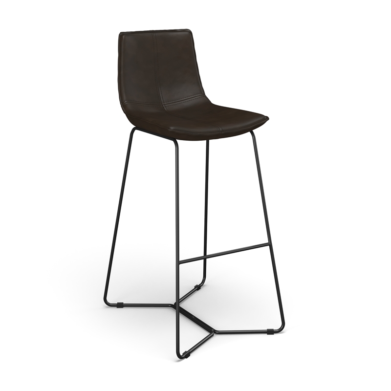 Pemberly Row Vegan Leather Bar Height Stools (Set of 2) in Tobacco