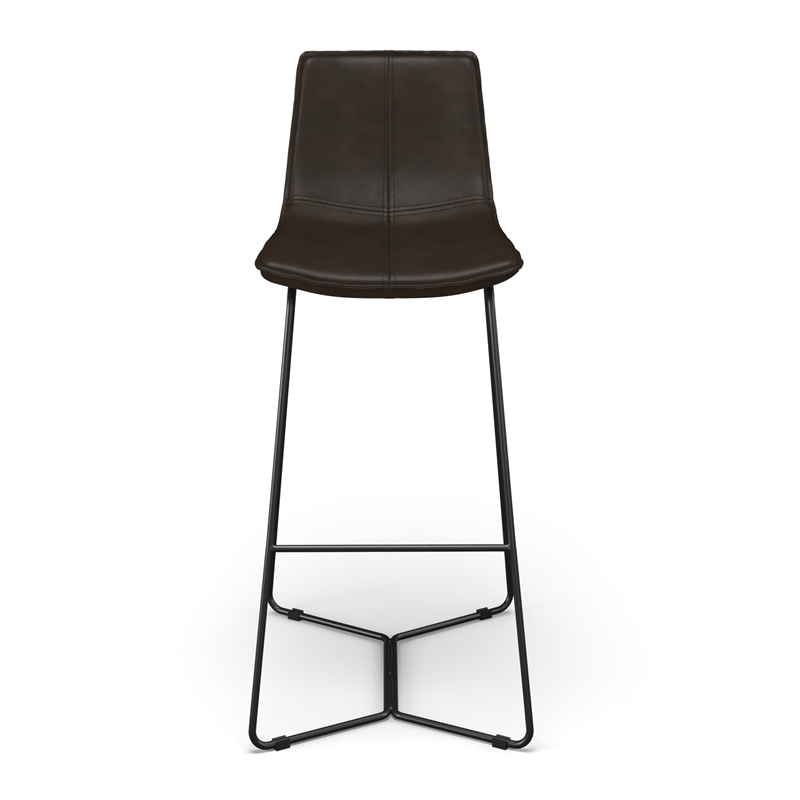 Pemberly Row Vegan Leather Bar Height Stools (Set of 2) in Tobacco