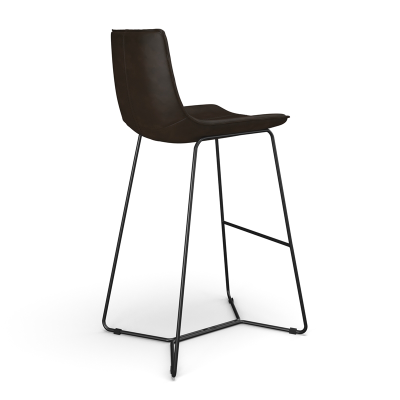 Pemberly Row Vegan Leather Bar Height Stools (Set of 2) in Tobacco