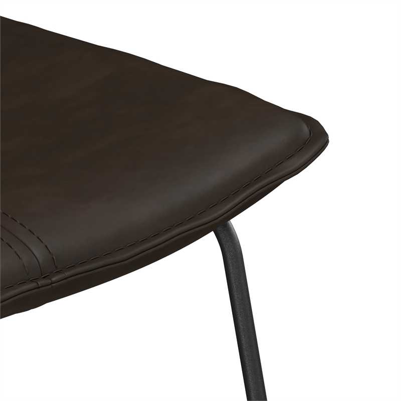 Pemberly Row Vegan Leather Bar Height Stools (Set of 2) in Tobacco