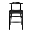 Pemberly Row Danish Design Vegan Leather Bar Height Stool in Black